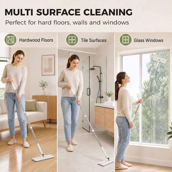 HOMCOM Mop and Bucket Set, Flat Mop and Bucket System with Wringer, White