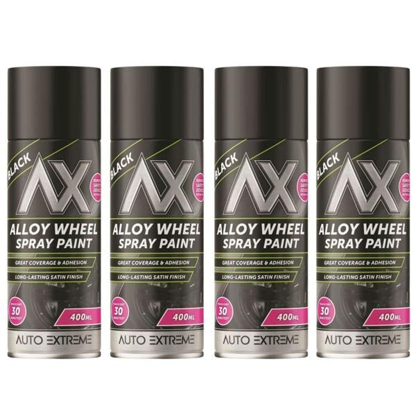 Auto Extreme 4X Auto Extreme Black Alloy Wheel Spray Paint 400ml
