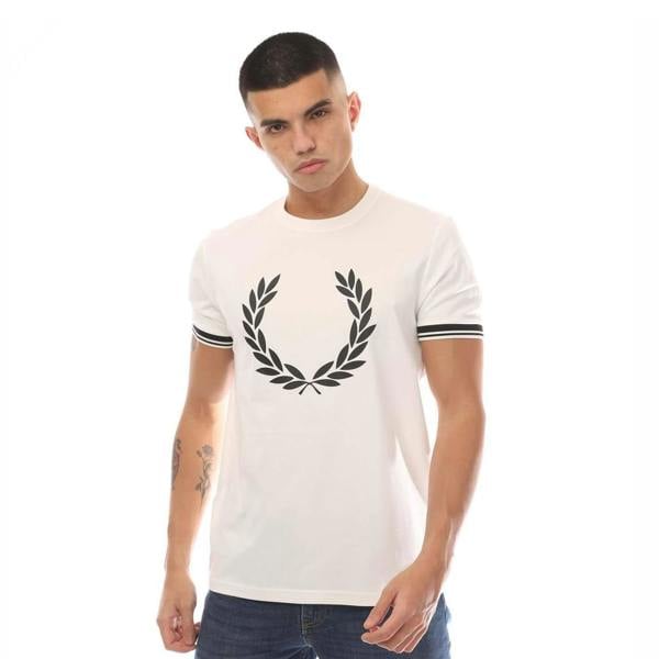 Fred Perry Mens Logo Printed T-Shirt - White - 