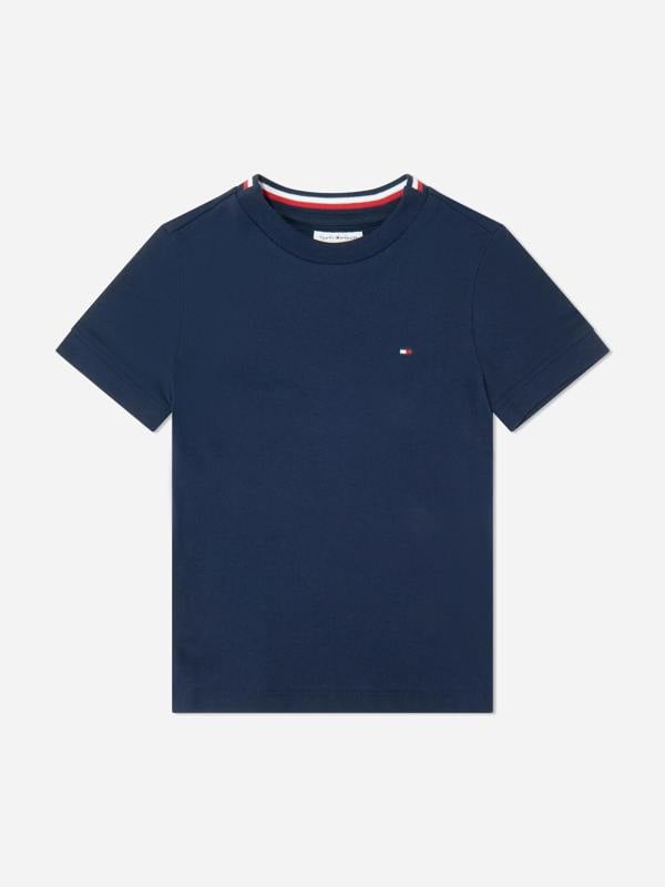 Tommy Hilfiger Boys Tape Detail Pique T-Shirt in Navy