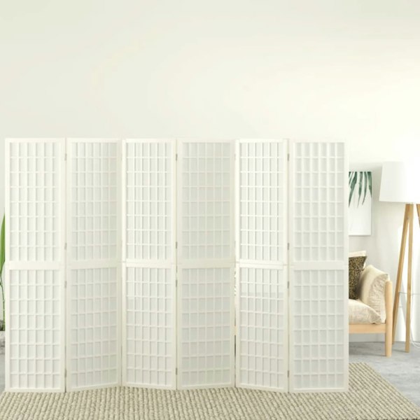 Berkfield Folding 6-Panel Room Divider Japanese Style 240x170 cm White