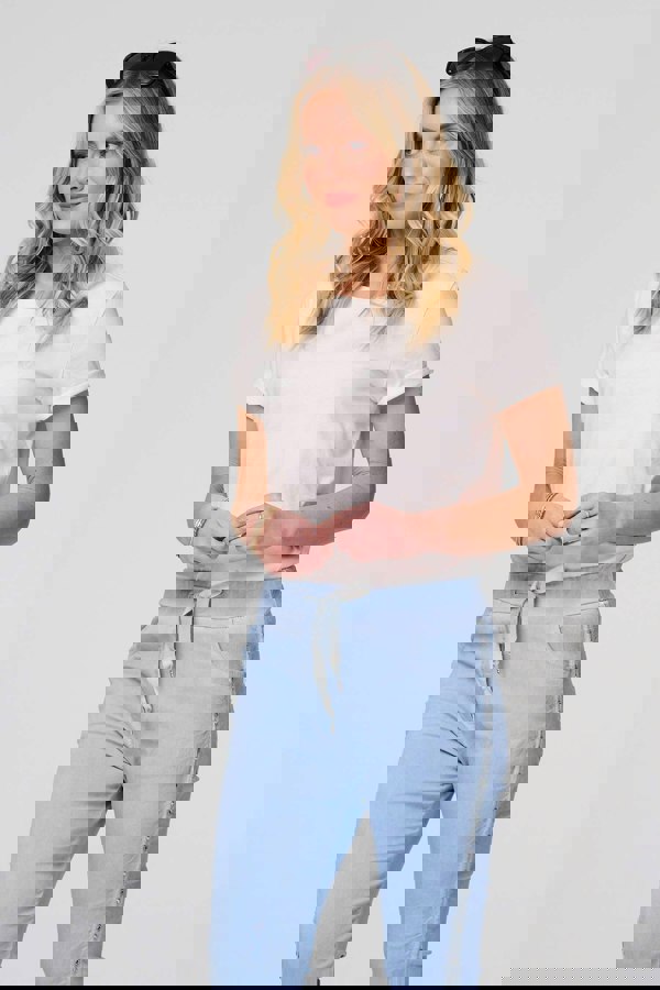 Blue | Plain Skinny Tie Waist Trousers