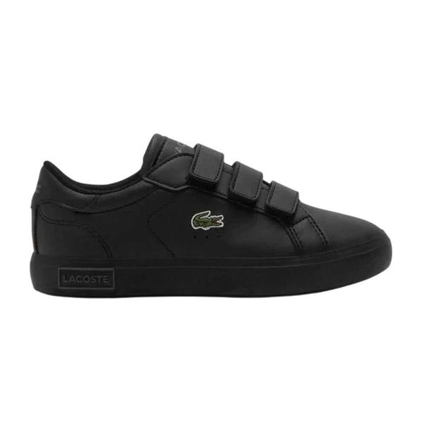 Lacoste Childrens/Kids Powercourt Leather Trainers - Black - 