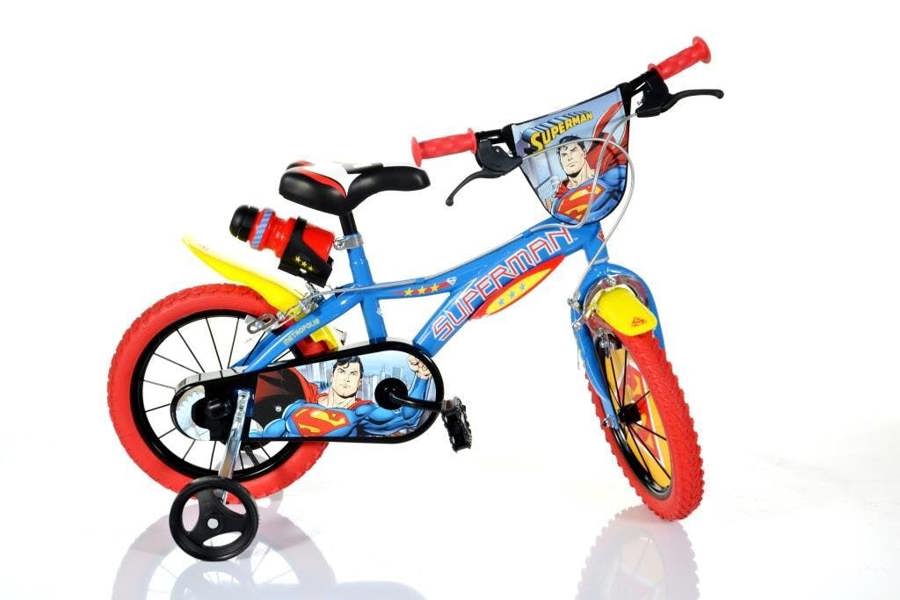 Dino Bikes Dino Superman Kids 14" Wheel Bike - Blue/Red