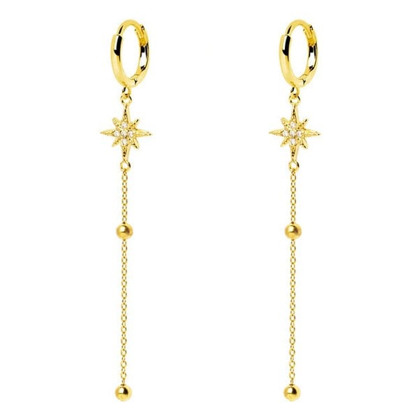 Gold Trip Crystal Star Drop Earrings