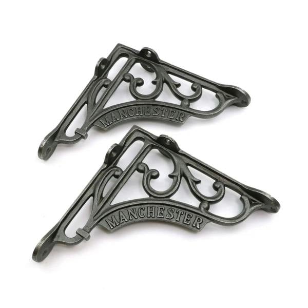 Pair of Antique Cast Iron 'Manchester' Victorian Style Shelf Brackets 