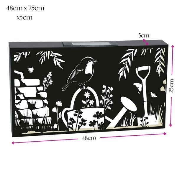 EDH Door Hardware Landscape Solar Wall Panel with Robin – Outdoor Metal Wall Art with Warm LED Light | Weatherproof Garden & Patio Décor | Robin Panel