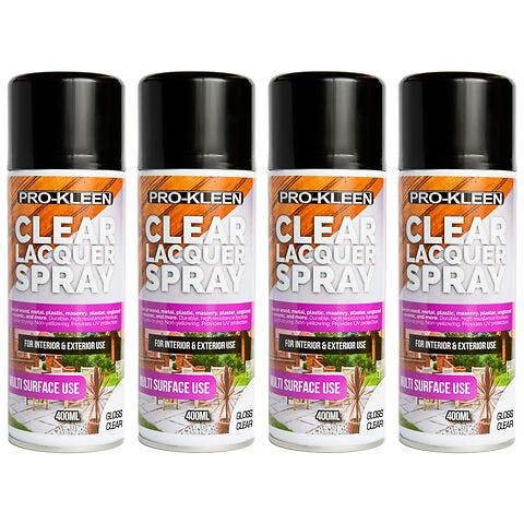 ProKleen Pro-Kleen Clear Gloss Lacquer Spray 400ml x4 Protects & Seals Fast Drying Formula