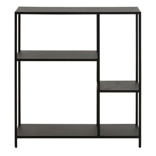 Furniture To Go Newcastle Asymmetrical Bookcase with 3 Shelves in Matt Black