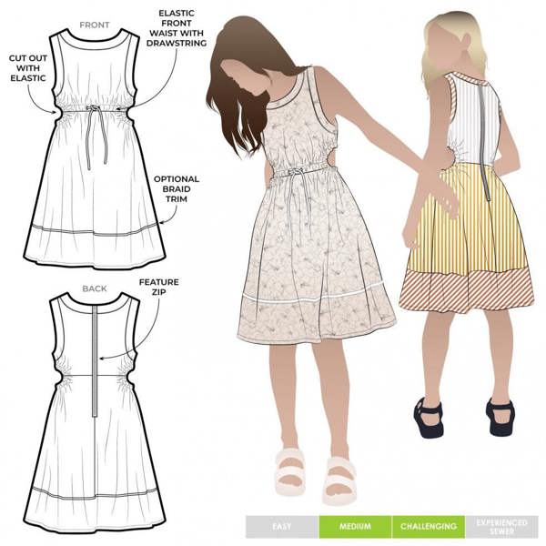 Style Arc Sewing Pattern Kids Maddison Dress - Dresses for Women - Intermediate