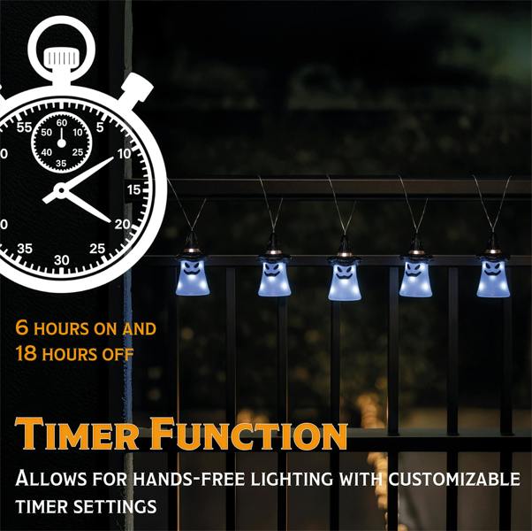 Fxlab Set of 5 Acrylic Ghost Lights 40 White LED Outdoor Battery Decoration with Timer