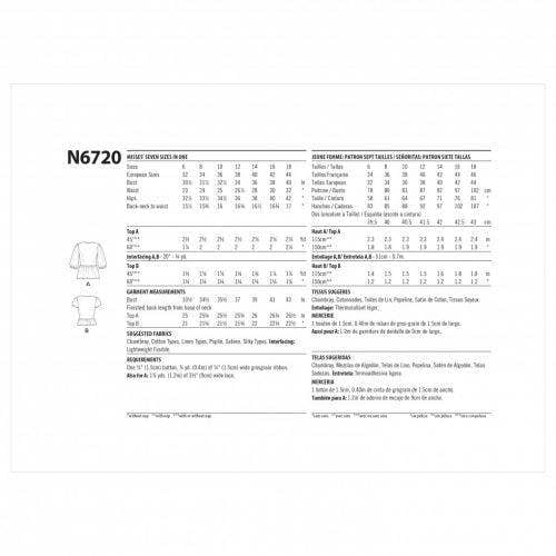 New Look Sewing Pattern 6720, Tops for Women, A (6-8-10-12-14-16-18) - Easy