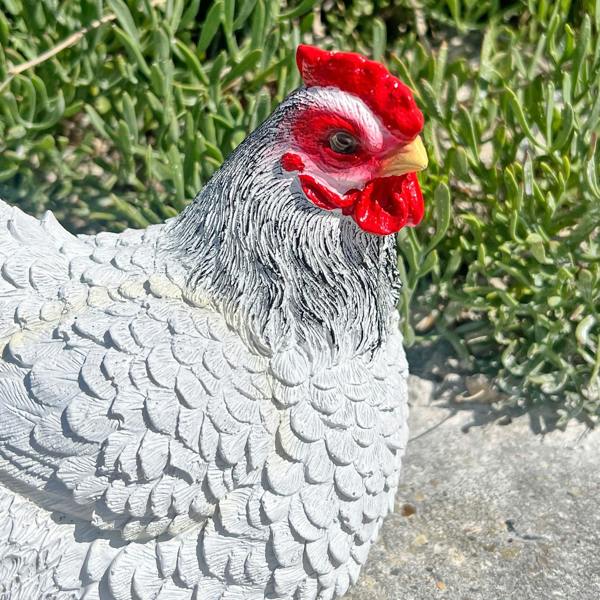 Farmwood White Chicken Garden Bird Ornament Statue
