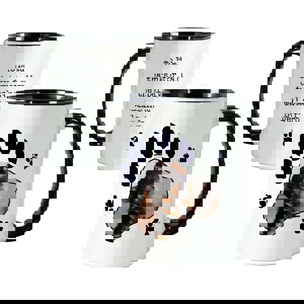 Personalised Memento Company Personalised Paw Print Pet Photo Upload Black Handled Mug