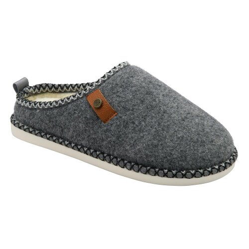 Dunlop Ladies Felt Look Mule Slippers Grey Oatmeal Warm Plush UK 3-8