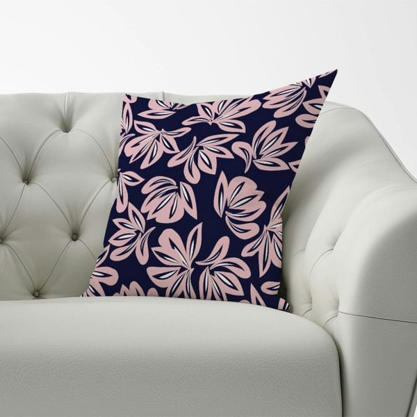 Warren Reed Pink Navy Floral Botanical Pattern Cushions