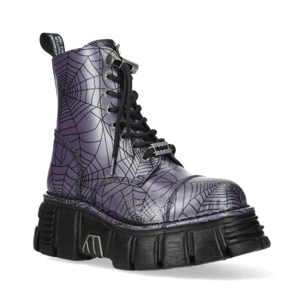 New Rock Purple Leather Gothic Military Biker Boots - MILI083CCT-C122
