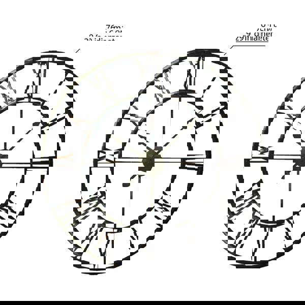 WALPLUS WC2063 - Roman No. Iron Wall Clock - 76 cm / 30 in