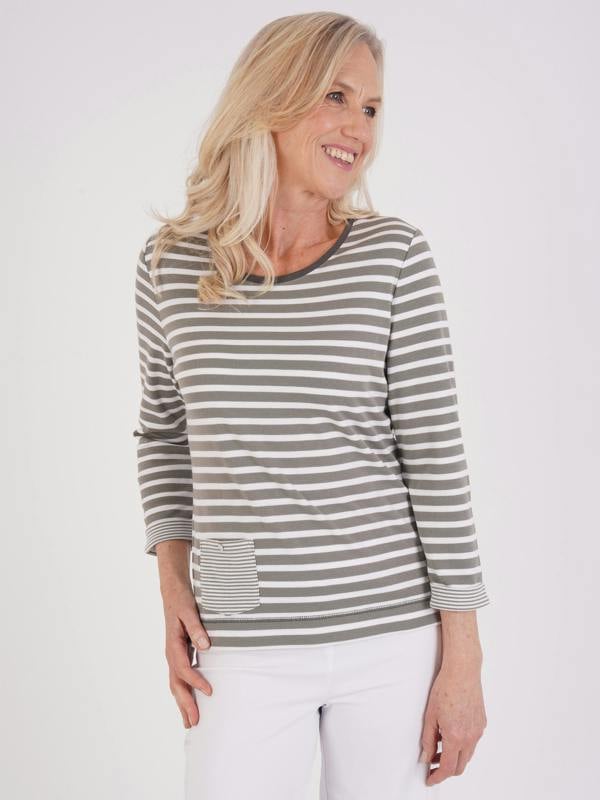 TIGI Stripe And Patch Pocket Top