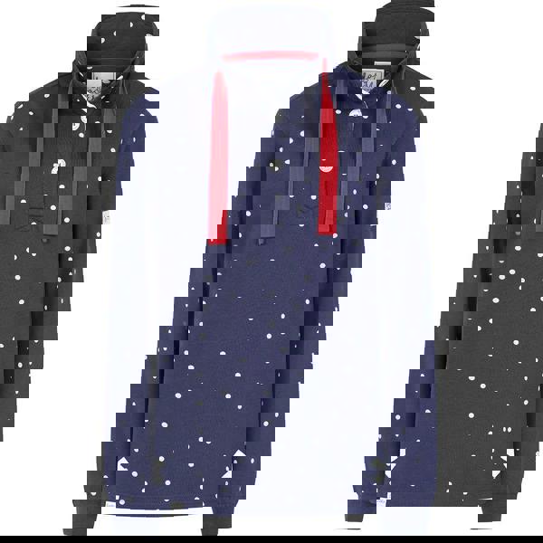 Lazy Jacks Women's Polka Dot Button Neck Sweatshirt - Twilight Blue