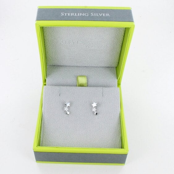 Reeves & Reeves Sterling Silver Trio Star Pavé Studs
