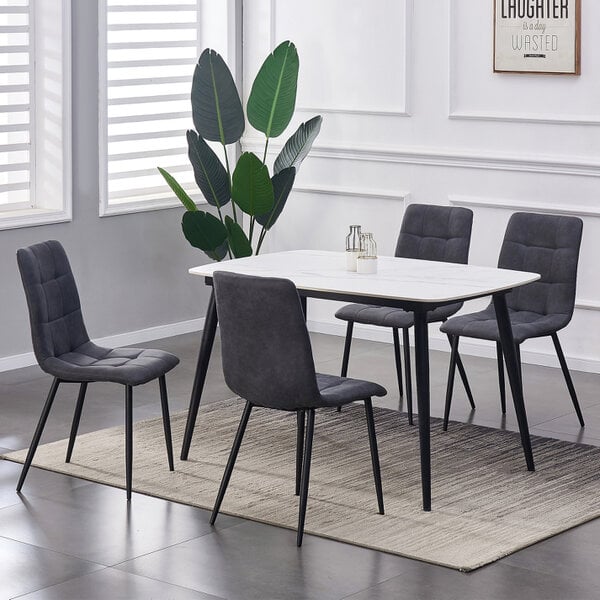Set of 4 Suede effect Velvet Upholstered Dining Chairs Henri