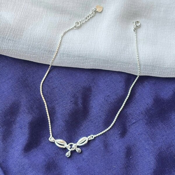 The Colourful Aura 925 Silver Cowrie shell Indian Payal Anklet