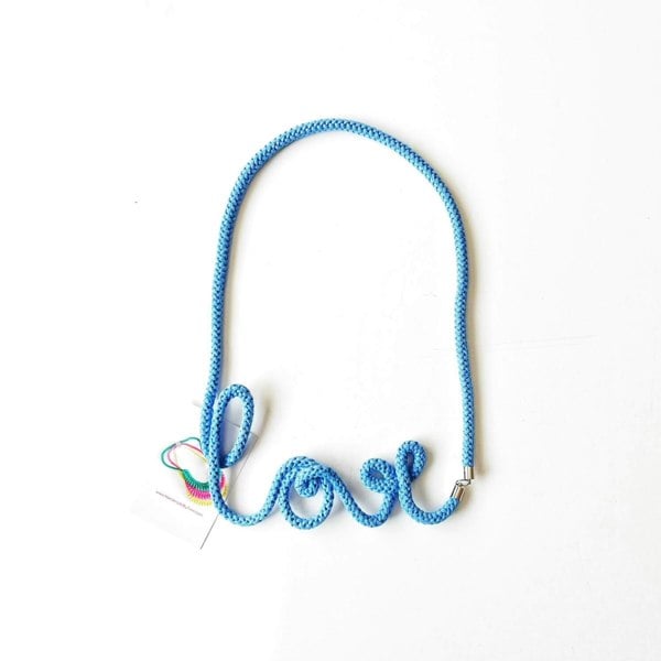 Baby Blue Love Word Necklace