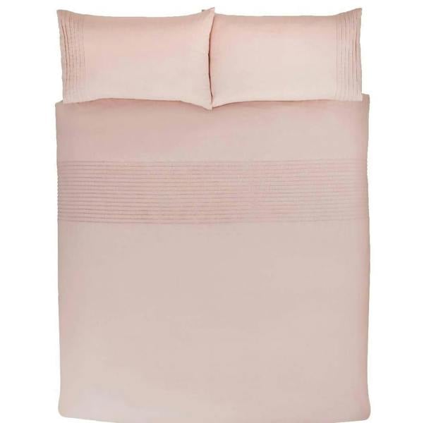 Smart Living Polycotton Pintuck Duvet Cover With Pillowcases - Blush Pink