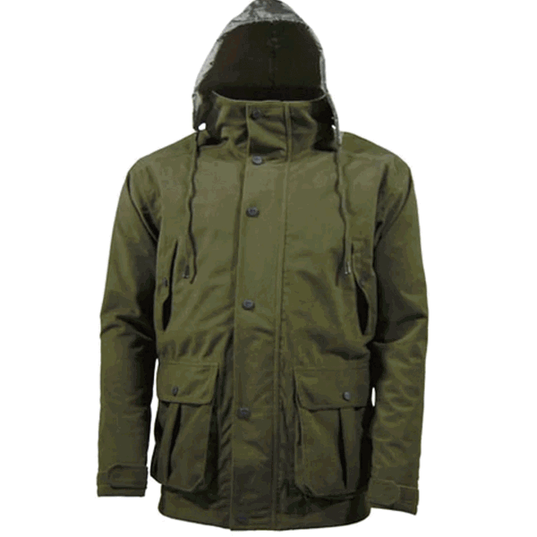 Game Stealth waterproof jacket in hunter green with foldaway hood