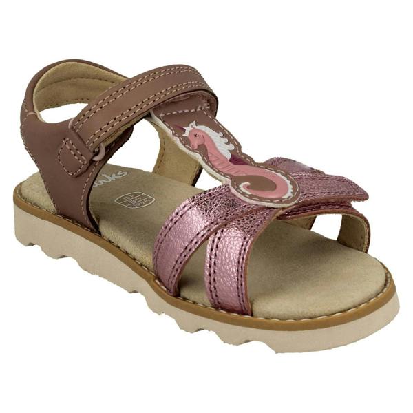 Clarks Girls Clarks Hook & Loop Sandals With Seahorse Motif Crown Brill