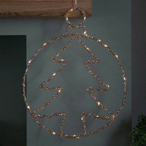 Samuel Alexander 49cm Battery Powered Light up Gold Christmas Tree Ball with Twinkling LEDs