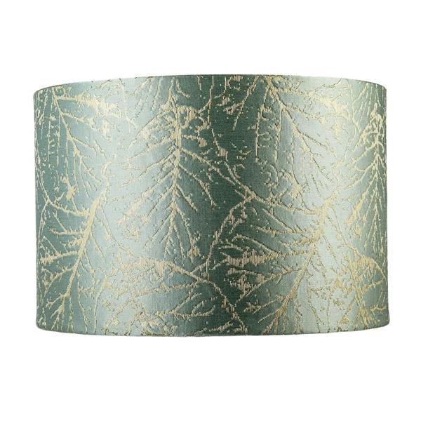 Abstract Botanical Motif Jacquard Fabric Lamp Shade in Silver Duck Egg Image 4
