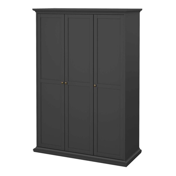 Wyld Haus Osaka Matt Dark Grey Wooden Wardrobe 3 Doors