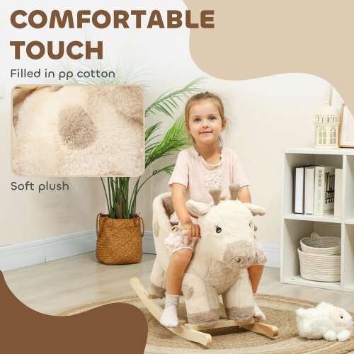 AIYAPLAY Rocking Horse Giraffe Design for Toddlers 1-3 Years Beige