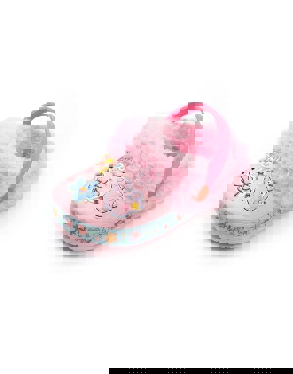 Peppa Pig Girls Pink Flowers Fur Lined Clogs