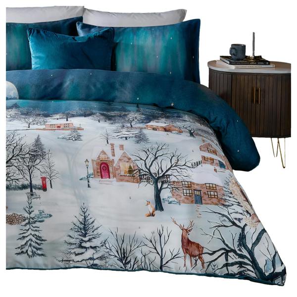 Paoletti Reversible Star Duvet Cover Set - Midnight Blue - 