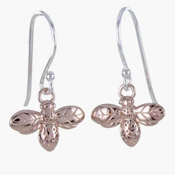 Sterling Silver Bumble Bee Drop Earrings - Reeves & Reeves