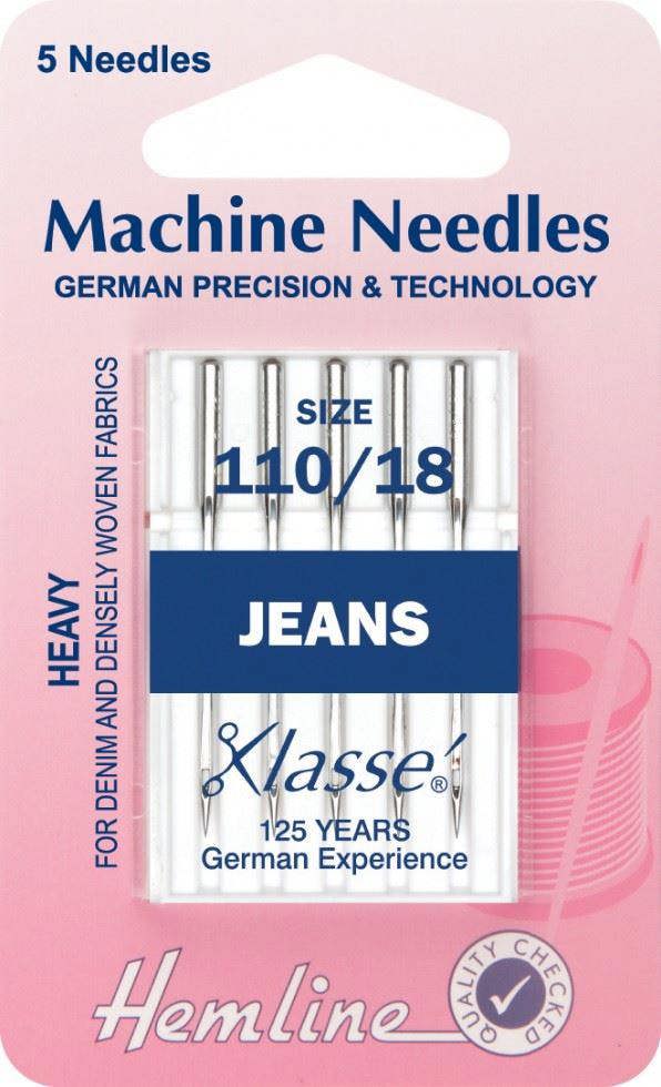 Hemline Jeans Sewing Machine Needles 110/18