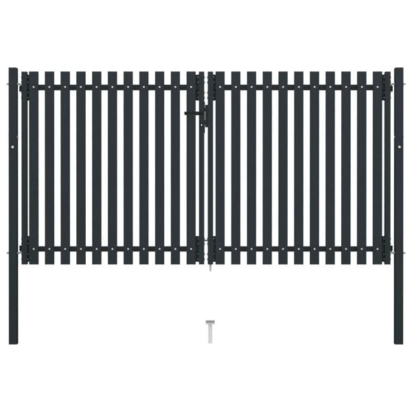 Berkfield Double Door Fence Gate Steel 306x220 cm Anthracite