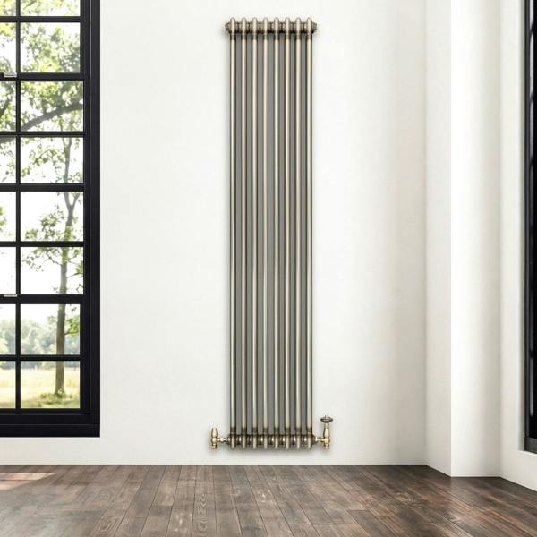 Monstershop Traditional 2 Column Radiator - 1800 x 380mm - Raw Metal