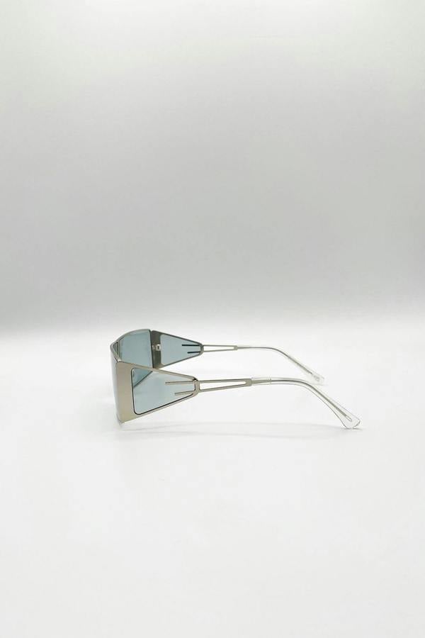 SVNX Retangle Flattop Metal Sunglasses In Silver