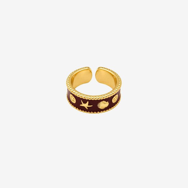 Uchi & Soto Kin Red and Gold Shell Ring