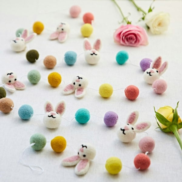 Paper High Felt Bunny Ball Garland