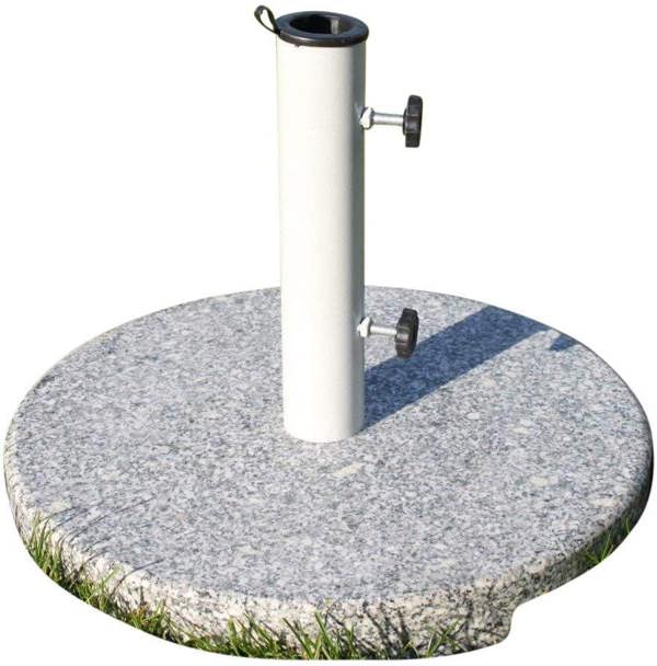 The Garden Marketplace Large Round Granite Parasol Base, 20kg Umbrella Stand with Powder Coated Steel Tube, Fits 35–50mm Poles