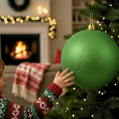 25cm Dark Green Glitter Christmas Bauble for Tree, Home and Seasonal Decorative Displays image 8