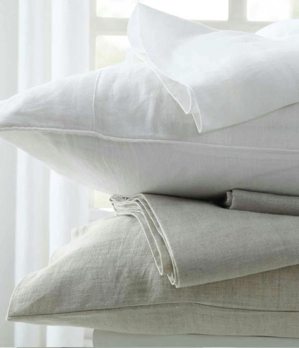M.M Linen Laundered Linen White Pillowcase Set