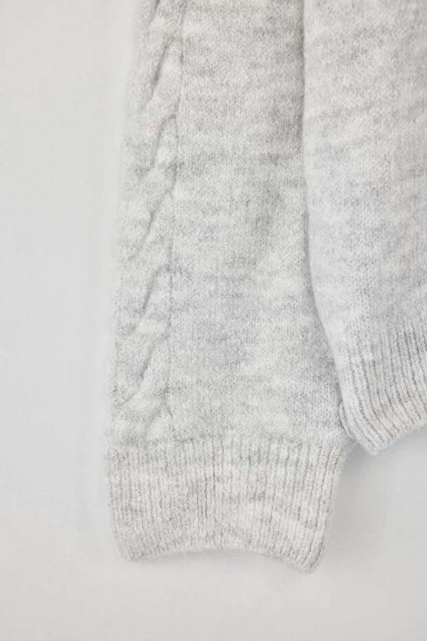 WOVCOR Soft-Textured Knit Sweater with Hair Knitting Detail