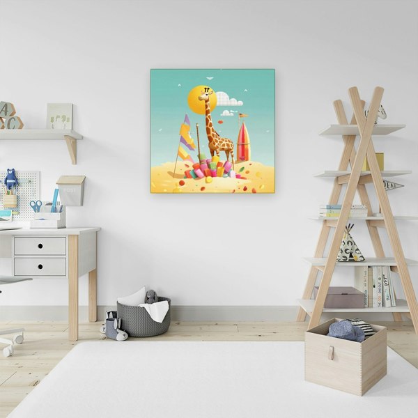 Warren Reed A Giraffe On A Beach Holiday Canvas