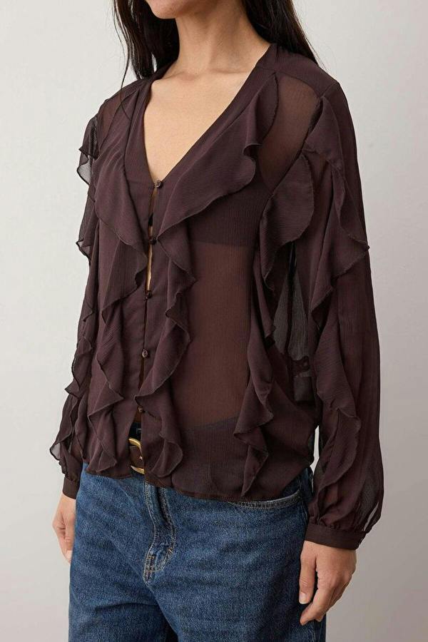 WOVCOR Ruffled Boho Shirt